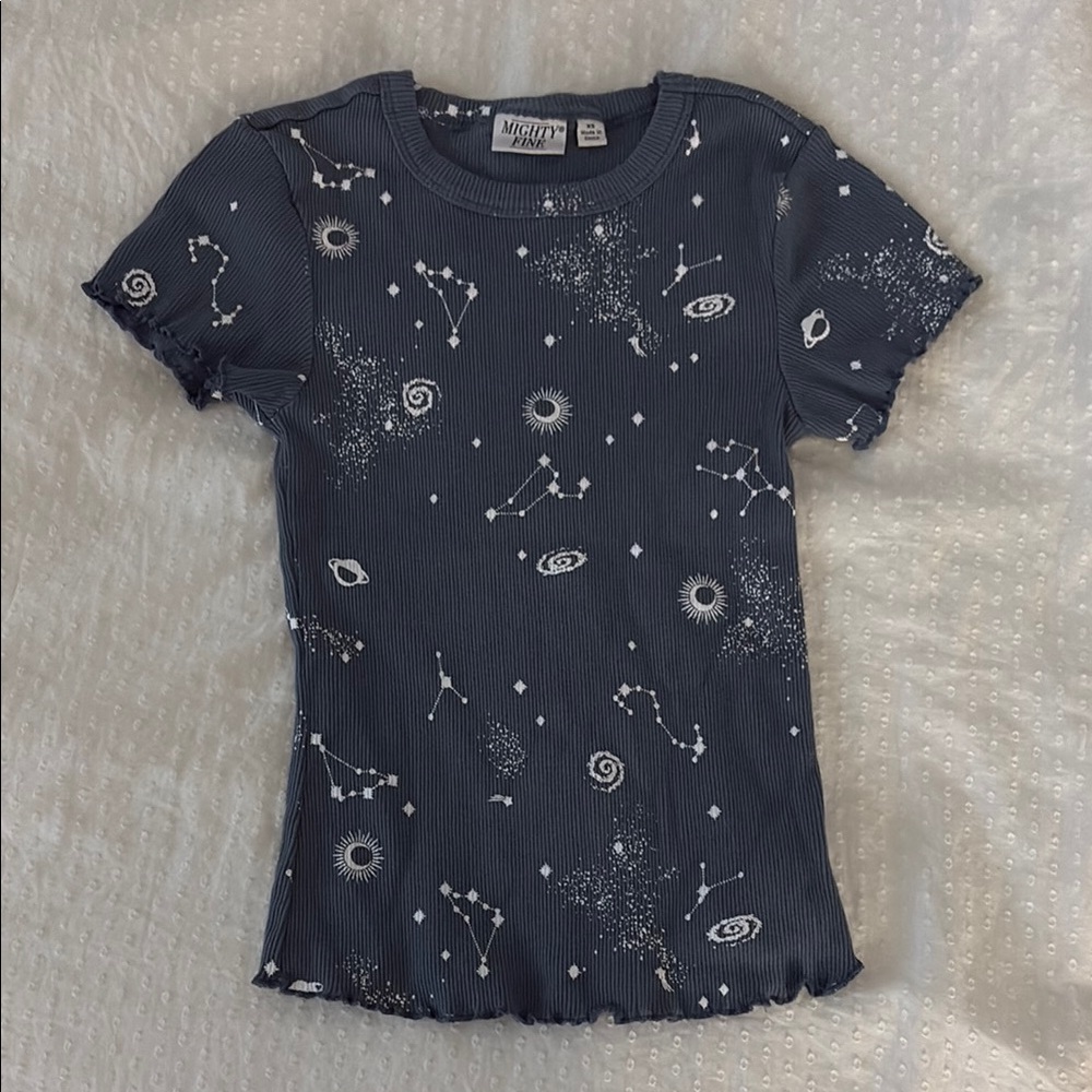 Mighty Fine Blue and White Celestial Short Sleeve Tee